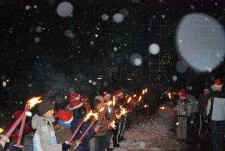 Fertig zur Nachtwanderung Aufstellung - Fertig zum Abmarsch